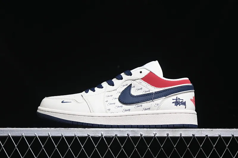 All categories Air Jordan Jordan series basketball shoes Air Jordan 1 Low High-end customized low-top sneakers Air Jordan 1 Low AJ1 Joe 1 Stussy joint-Old Blue English High-end customized low-top retro basketball shoes XX3318-566